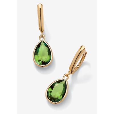 Women's Gold over Sterling Silver Drop EarringsPear Cut Simulated Birthstones by PalmBeach Jewelry in August