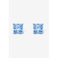 Women's Sterling Silver Stud Princess Cut Simulated Birthstone Stud Earrings by PalmBeach Jewelry in March