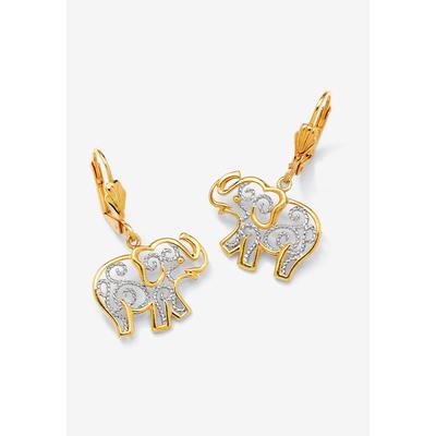 Women's Yellow Gold-Plated Filigree Elephant Drop Earrings by PalmBeach Jewelry in Yellow Gold