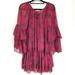 Free People Dresses | Free People Sunsetter Size S/P Floral Ruffled Mini Tunic Dress Boho Bell Sleeves | Color: Red | Size: S