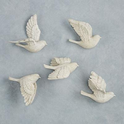 Soaring Birds Wall Accents Antique White Set of Fi...