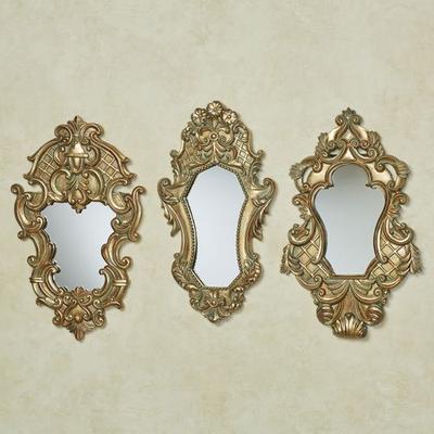 Lattice Scroll Accent Wall Mirrors Autumn Gold Set...