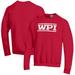 Men's Champion Red Worcester Polytechnic Institute Engineers Eco Powerblend Crewneck Pullover Sweatshirt