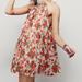 Free People Dresses | Free People Pleated Floral Flare Mini Dress Xs | Color: Cream/Red | Size: Xs