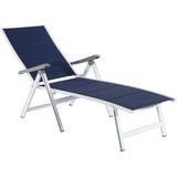 Regis Padded Sling Chaise in White with Navy Blue Sling - Hanover REGCHS-W-NVY
