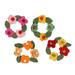 The Holiday Aisle® 4 Piece Floral Wreaths Hanging Figurine Ornament Set Fabric | 5.25 H x 5.25 W x 5.25 D in | Wayfair