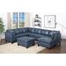 Multi Color Sectional - Latitude Run® Spindale 132" Wide Leather Match Reversible Modular Corner Sectional w/ Ottoman Leather Match | Wayfair