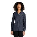 Port Authority LW676 Women's Long Sleeve Perfect Denim Shirt in Dark Wash size 4XL | Cotton