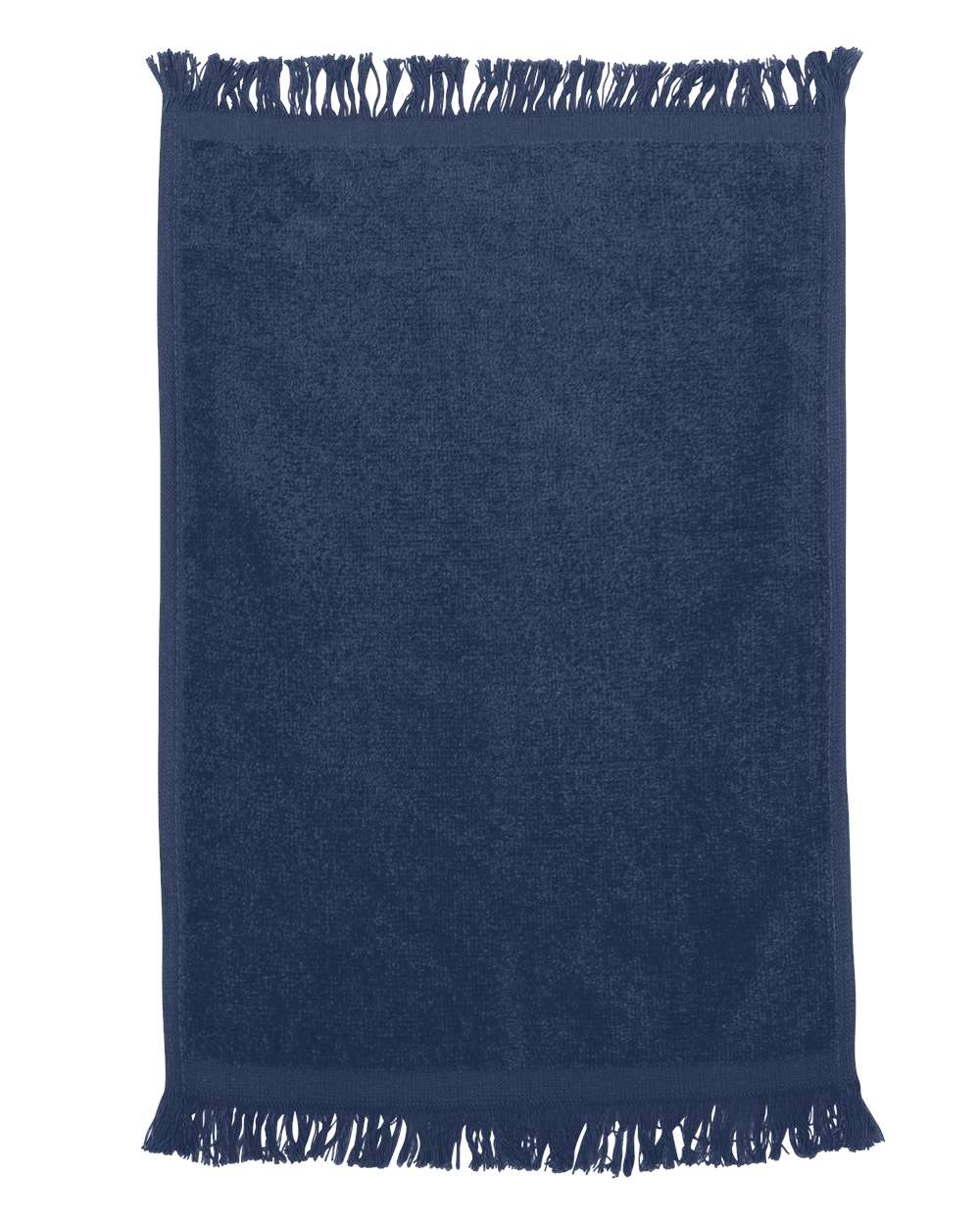Q-Tees T100 Fringed Fingertip Towel in Navy Blue | Cotton