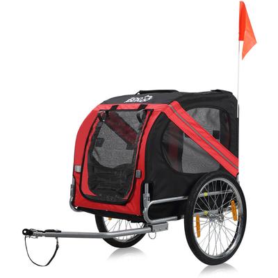Hundeanhänger Fahrradanhänger für Hunde - in Rot/Schwarz - Silver Frame - Zoomundo Image