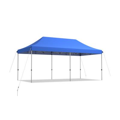 Costway 10 x 20 Feet Adjustable Folding Heavy Duty Sun Shelter with Carrying Bag-Blue