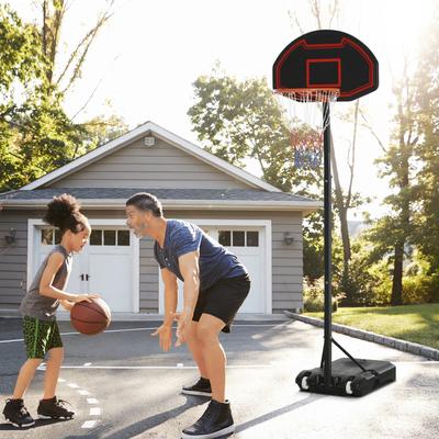 Soozier Portable Basketball Hoop Stand, Height-Adjustable Basketball System with 29'' Backboard and Wheels for Indoor Outdoor