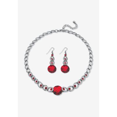 Women's Silver Tone Collar Necklace and Earring Set, Simulated Birthstone by PalmBeach Jewelry in July