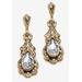 Women's Gold Tone Antiqued Oval Cut Simulated Birthstone Vintage Style Drop Earrings by PalmBeach Jewelry in April