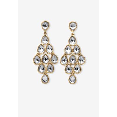 Women's Gold Tone Pear Cut Simulated Birthstone Earrings by PalmBeach Jewelry in April