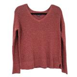 American Eagle Outfitters Sweaters | American Eagle Women's Small Red Loose Knit V-Neck Sweater Cotton Wool Blend | Color: Red | Size: S