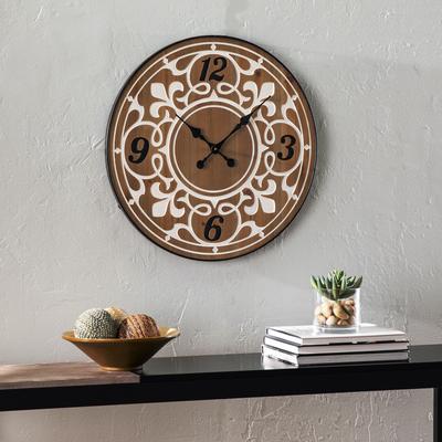 Aprille Round Wall Clock by SEI Furniture in Natur...