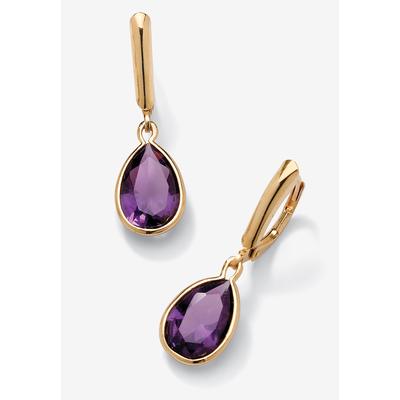 Women's Gold over Sterling Silver Drop EarringsPear Cut Simulated Birthstones by PalmBeach Jewelry in February