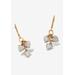 Women's Gold over Sterling Silver Heart Charm Drop Earrings with Diamond Accents by PalmBeach Jewelry in Diamond