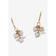 Women's Gold over Sterling Silver Heart Charm Drop Earrings with Diamond Accents by PalmBeach Jewelry in Diamond