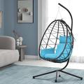 Bay Isle Home™ Kelling Egg Chair Hanging Basket Chair Hammock Chair in Blue | 77 H x 37.4 W in | Wayfair ABAE319F5097431195B63700FA2D3BC4