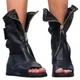 Sandales gladiateur à plateforme plate pour femmes Peep Parker noir et blanc bottes d'été pour