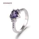 Bague en forme de cœur pour femme bijoux en argent 925 avec Zircon violet pierres précieuses