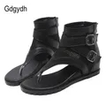 Gdgydh-Sandales à glissière pour femmes chaussures de soirée en cuir tongs ouvertes promotion