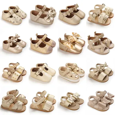 Chaussures de Marche pour Bébé Souliers de Princesse Dorés Confortables Semelles Souples