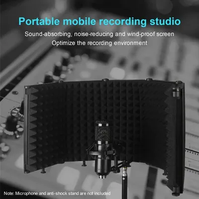Bouclier d'isolation de microphone réglable filtre à vent couverture pliable pour studio micro