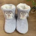 Pantoufles de Maison en Fourrure pour Femme Chaussures Plates en Peluche Antidérapantes Poignée