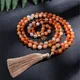 Collier perlé en Agate Orange de 8mm collier japonais méditation Yoga bénédiction esprit