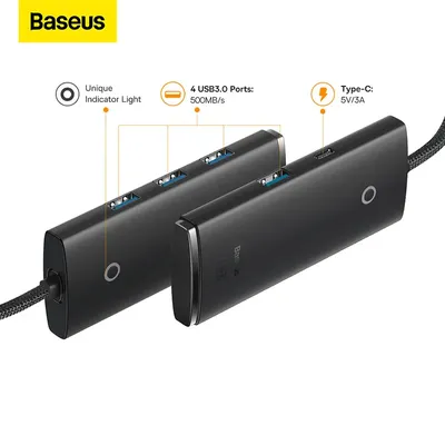 Baseus – adaptateur HUB USB-A à 4 ports type-c USB-A vers USB 3.0x4 Base de séparation Ethernet