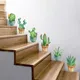 Ensemble de pots de fleurs en Pot plante de jardin vert Cactus stickers muraux 3D pour bricolage