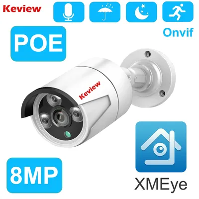 Keview-Caméra de surveillance extérieure IP POE HD 8MP/4K/5MP/3MP dispositif de sécurité sans fil
