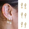 ISUOligVintage Gold Filled Dangle Boucles d'oreilles pour femmes Lune Étoile Croix Pendentif