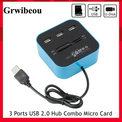 Grwibeou-Micro lecteur de carte SD/TF à 3 ports USB 2.0 accessoires d'ordinateur portable