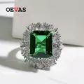 OEVAS 100% argent Sterling 925 9*11mm émeraude haute teneur en carbone bagues en diamant pour