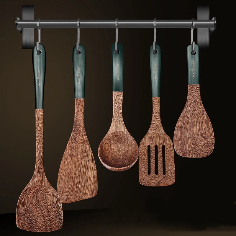 Ustensiles de cuisine en bois d'herbe naturelle, ustensiles de cuisine antiadhésifs, spatule, pelle, cuillère à riz, outil de cuisine, accessoires de cuisine
