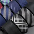 Cravates décontractées en polyester pour hommes rayures jacquard plaid cachemire chemise fine