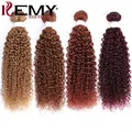 Tissage en lot brésilien Remy naturel crépu bouclé-KEMY rouge bordeaux 99J brun extensions de