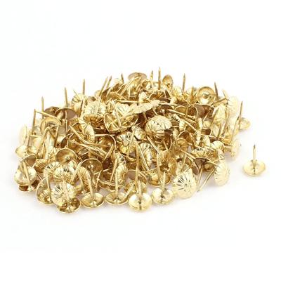 7/16-inch Dia Chrysanthemum Nail Pushpin Upholstery Thumb Tack 200pcs - Gold Tone