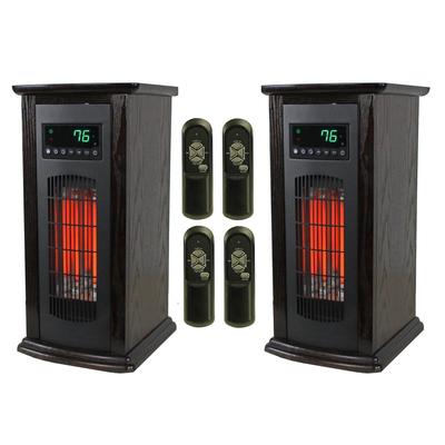LifeSmart LifePro 1500W Infrared Quartz Indoor Tower Space Heater, Black (2 Pk) - 20.9