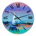 Designart 'Impressionist Seascape With Little Ships II' Nautical & Coastal wall clock