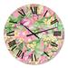 Designart 'Tropical Foliage, Yellow Flowers With Flamingo III' Modern wall clock