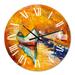 Designart 'Little Boat During Warm and Orange Sunset' Nautical & Coastal wall clock