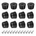 0.75" W x 0.47" H Rubber Bumper Feet, Stainless Steel Screws and Washer 12pcs - Black - 19mm x 12mm