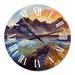 Designart 'Pink Sunset Over The Mountains By The Sea' Nautical & Coastal wall clock