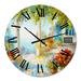 Designart 'Terrace Near The Sea With Red Flowers' Nautical & Coastal wall clock