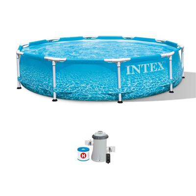 Intex 28207EH 10' x 30" Steel Metal Frame Beachside Swimming Pool w/ Filter Pump - 35.86